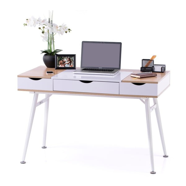 Tavolo da lavoro con piano in rovere 60x120 cm Faryn - Homede-image-3