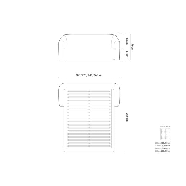 Letto matrimoniale imbottito blu scuro con contenitore con rete inclusa 140x200 cm Campi – Cosmopolitan Design-image-4