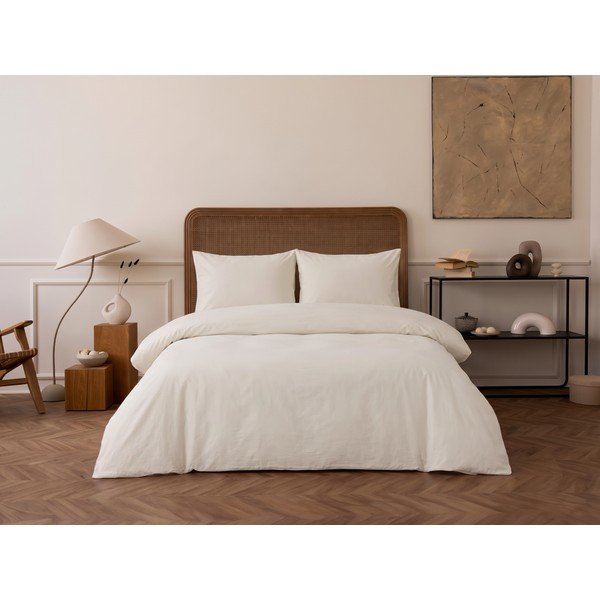 Set copripiumino e federa beige in raso di cotone per letto matrimoniale/per letto esteso 240x220 cm Elegant – Mijolnir-image-1