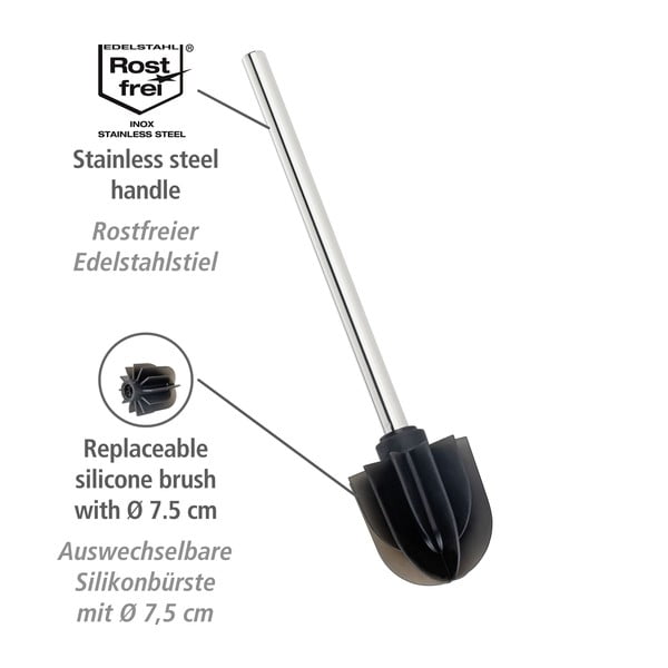 Scopino in silicone nero con supporto in metallo ø 7 cm - Wenko-image-2