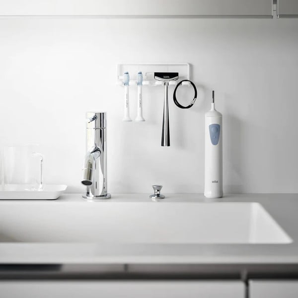 Portaspazzolini in metallo autoportante bianco Film Hook - YAMAZAKI-image-1