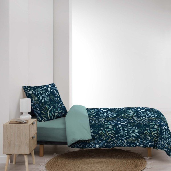 Set copripiumino e federa blu in cotone per letto singolo 140x200 cm Stacy – douceur d'intérieur-image-3