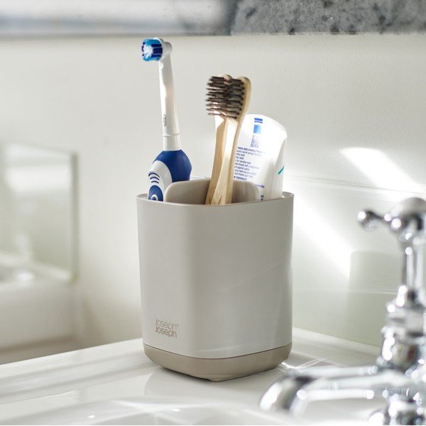 Portaspazzolino verticale beige in plastica EasyStore – Joseph Joseph-image-1
