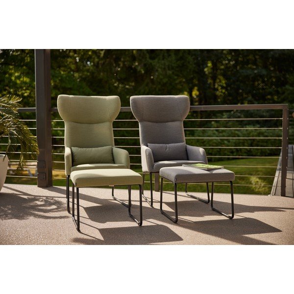 Poltrona da giardino imbottita grigia con poggiapiedi Chris - Hartman-image-1