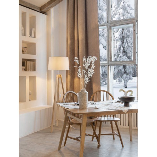 Lampada da terra bianca/di colore naturale (altezza totale 145 cm) Leroy – Nova Luce-image-1