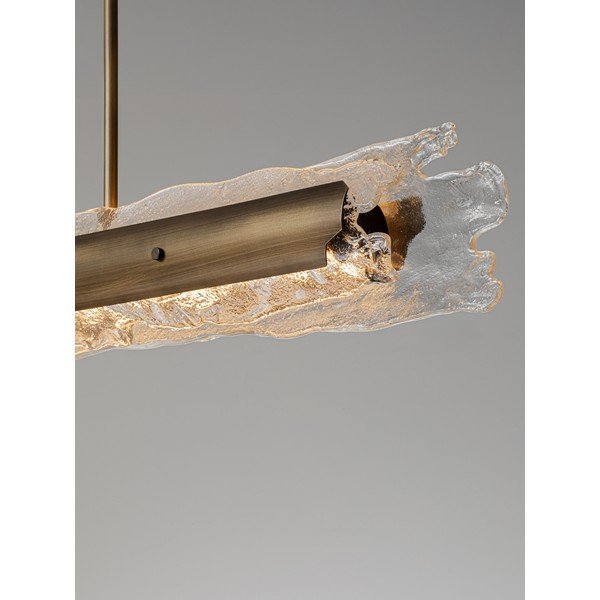 Lampadario LED color ottone in acciaio con paralume in vetro con intensità regolabile Velar – Nova Luce-image-2