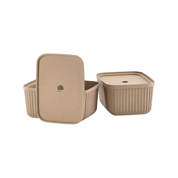 Scatole in set con coperchio marrone chiaro 2 pz 32x23x20,5 cm Pulp – Zone-image-2