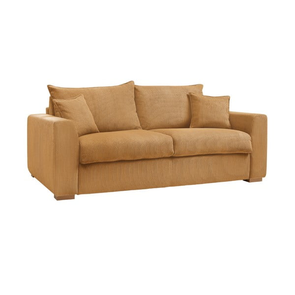 Divano color senape allungabile con rivestimento in velluto a coste 225 cm Augustin – Bobochic Paris-image-3