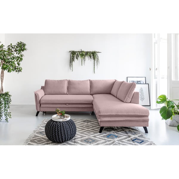 Divano letto angolare rosa cipria L, angolo destro Charming Charlie - Miuform-image-1