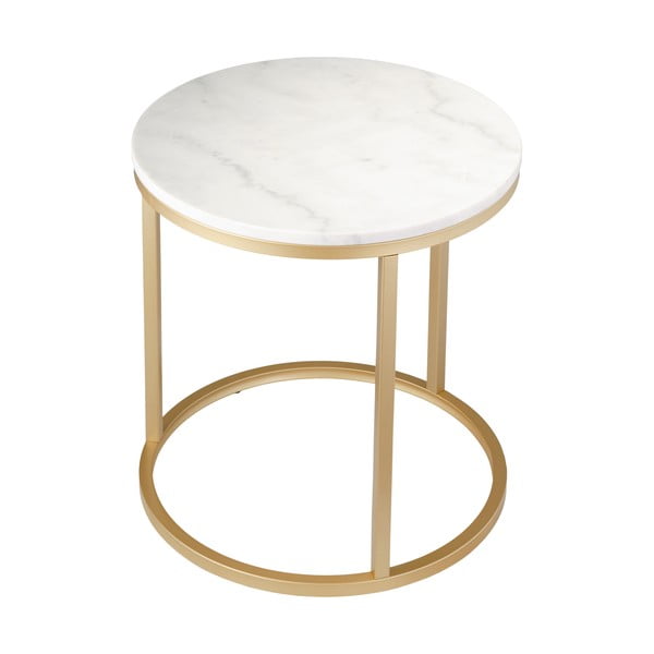 Tavolino in marmo con struttura in ottone , ⌀ 50 cm Accent - RGE