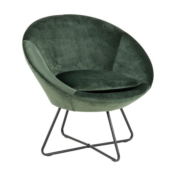 Poltrona in velluto verde Center - Actona