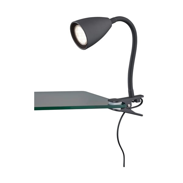 Lampada da tavolo nera opaca con clip (altezza 20 cm) Wanda - Trio