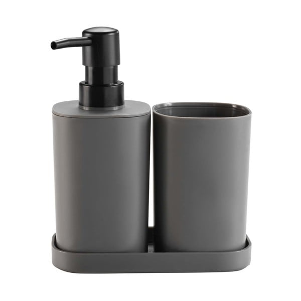 Set di accessori da bagno in plastica grigio scuro Vita - douceur d'intérieur