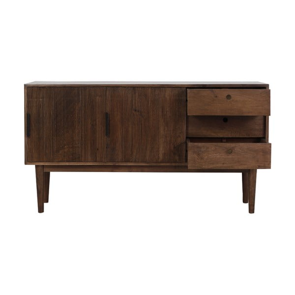 Cassettiera bassa marrone scuro in legno massiccio 150x80 cm Bitika - Light & Living-image-4