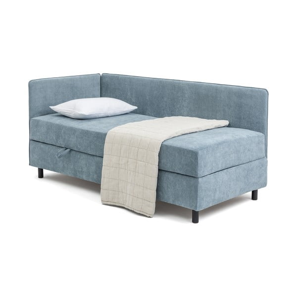 Letto singolo imbottito blu con contenitore con materasso incluso 90x200 cm Avela – Bonami Selection