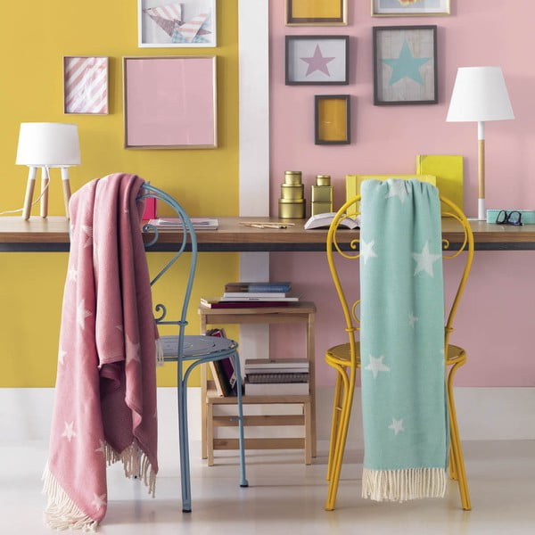 Plaid blu pastello con cotone , 140 x 180 cm Stars - Euromant-image-1