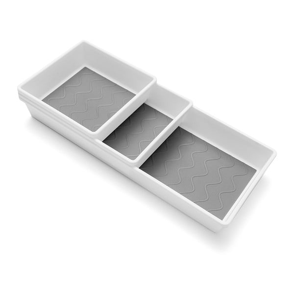 Set di 3 scomparti antiscivolo grigi e bianchi - Addis-image-3