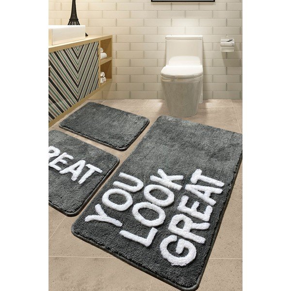 Set di tappetini per il bagno grigi 3 pz 60x100 cm Great – Foutastic-image-1