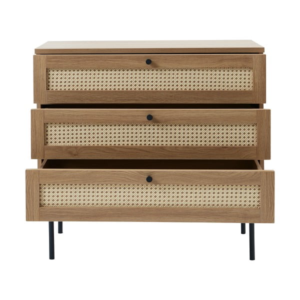 Cassettiera bassa effetto rovere naturale 80x75 cm Pensacola - Unique Furniture-image-3