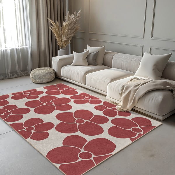 Tappeto rosso lavabile 120x180 cm Red Meadow – Mila Home-image-1