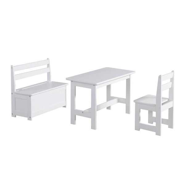 Tavolo per bambini bianco in legno di pino massiccio Baby - Pinio-image-1