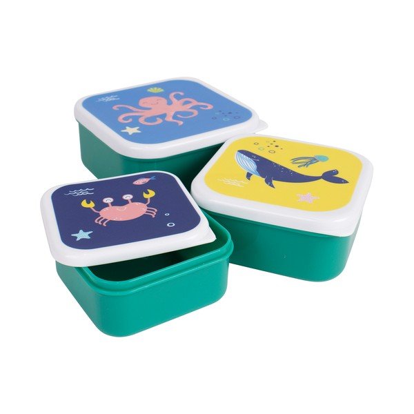 Portapranzo per bambini verdi in plastica 3 pz Ocean – Ladelle