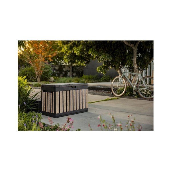 Contenitore da giardino nero/colore naturale chiaro in plastica Deco Kentwood Ashwood – Keter-image-2