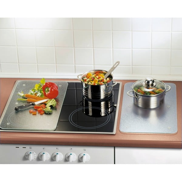 Set di copri fornelli in vetro temperato 2 pz 30x52 cm Transparent – Allstar-image-1