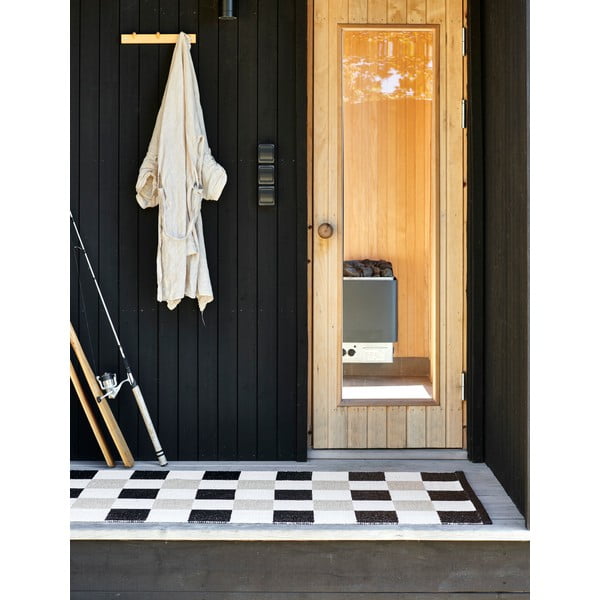 Passatoia da interno/esterno nera/color crema 70x300 cm Pix Black Vanilla – Pappelina-image-2