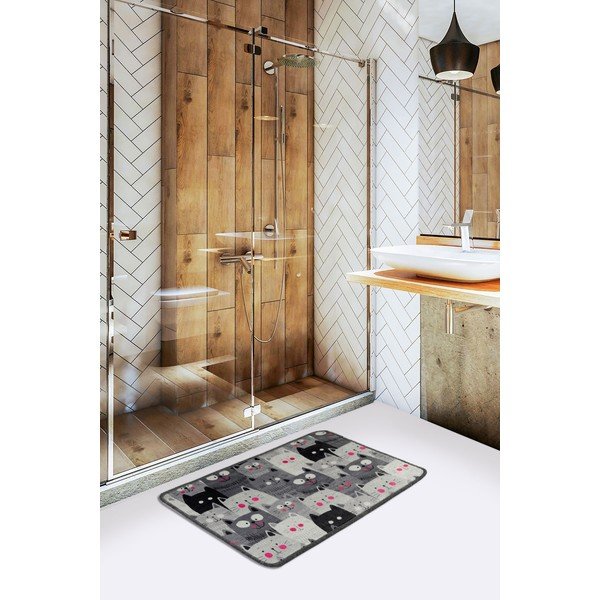 Tappetino per il bagno grigio 40x60 cm Meow – Foutastic-image-1