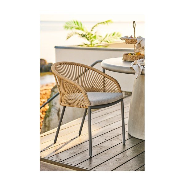 Sedia da esterno beige in metallo/in imbottito Novella – House Nordic-image-1