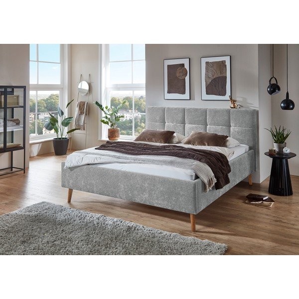 Letto matrimoniale imbottito grigio con contenitore con rete inclusa 180x200 cm Nova – Meise Möbel-image-1