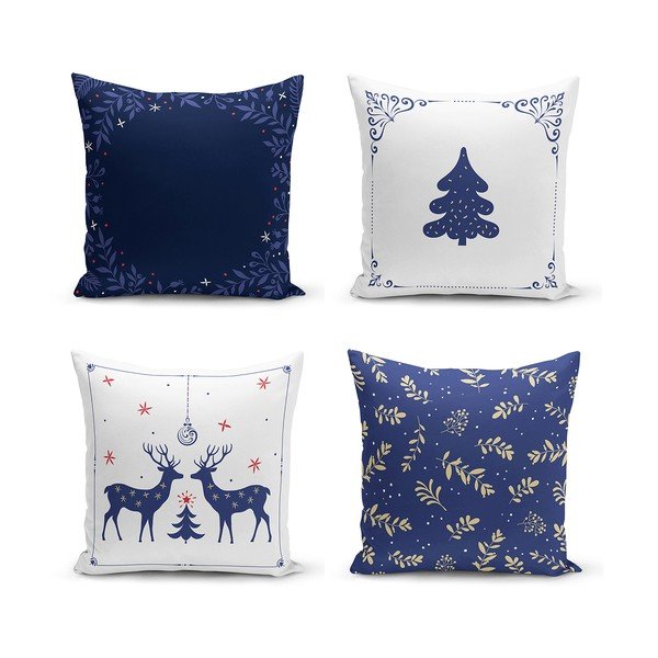 Federe blu e bianche in set da 4 43x43 cm - Minimalist Cushion Covers