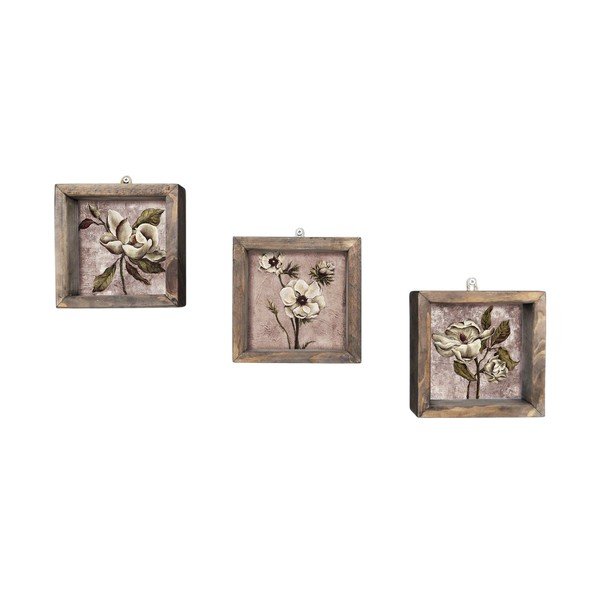 Set di 3 dipinti murali vintage, 15 x 15 cm - Evila Originals