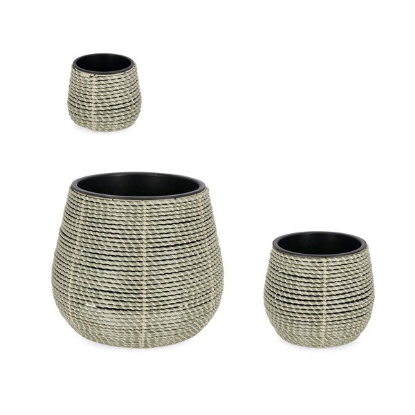 Set di vasi per fiori in plastica/in rattan artificiale 3 pz ø 45 cm Thanh – Bizzotto-image-1