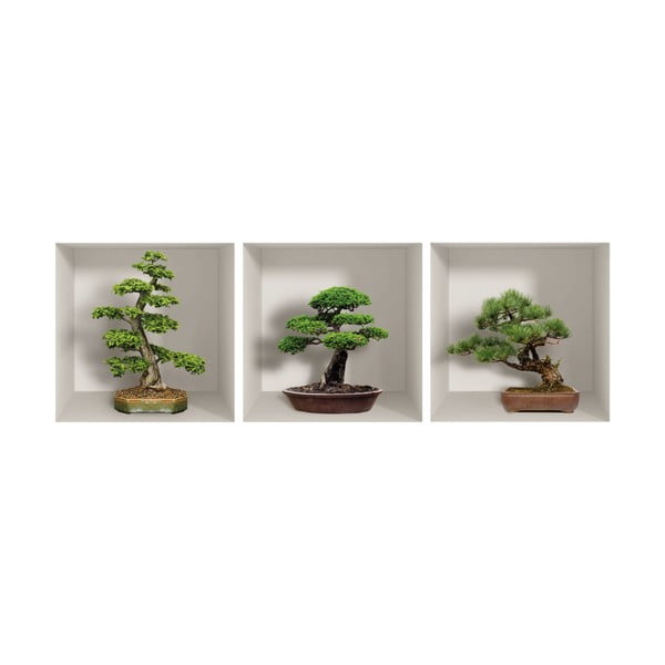 Set di 3 adesivi murali 3D Bonzais - Ambiance-image-2