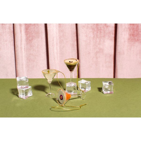 Decorazioni per albero di natale in set in vetro 3 pz 15,5 cm Martini Cocktail – Sass & Belle-image-3