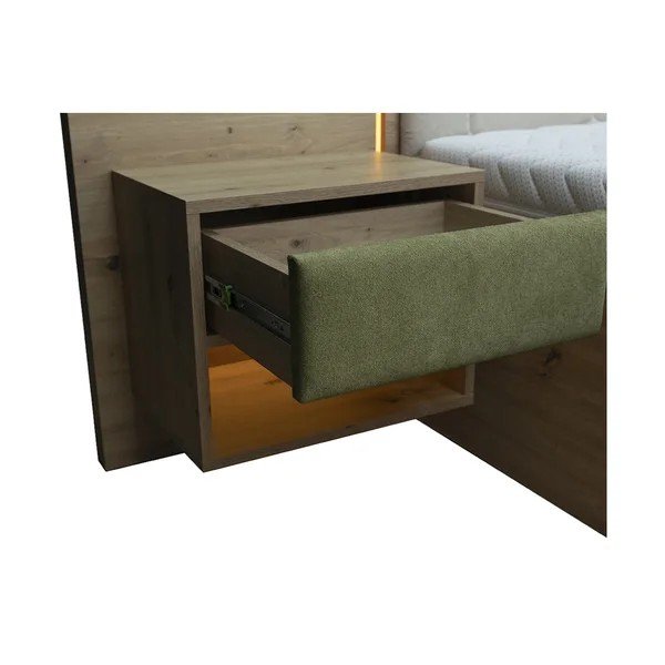 Letto matrimoniale imbottito/in truciolato verde scuro con contenitore con rete inclusa 180x200 cm Palmeraie – Bobochic Paris-image-4