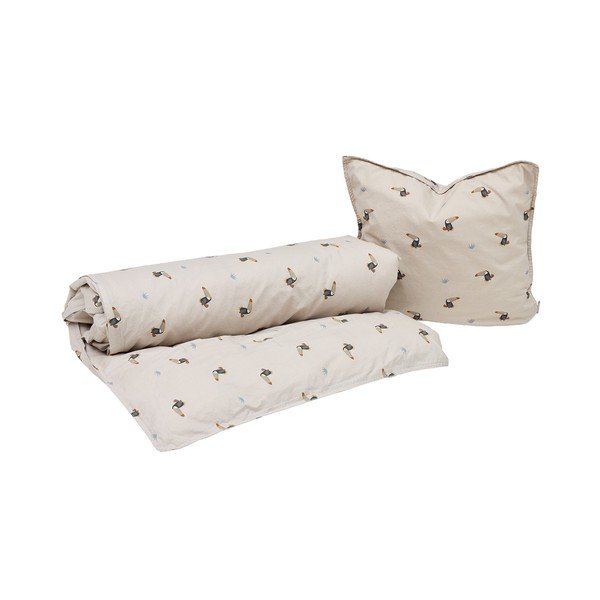 Set copripiumino e federa da bambini grigio chiaro in cotone per culla 70x100 cm Toucan – OYOY Mini