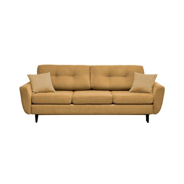 Divano letto a tre posti giallo con gambe nere Jasmin - Mazzini Sofas-image-3