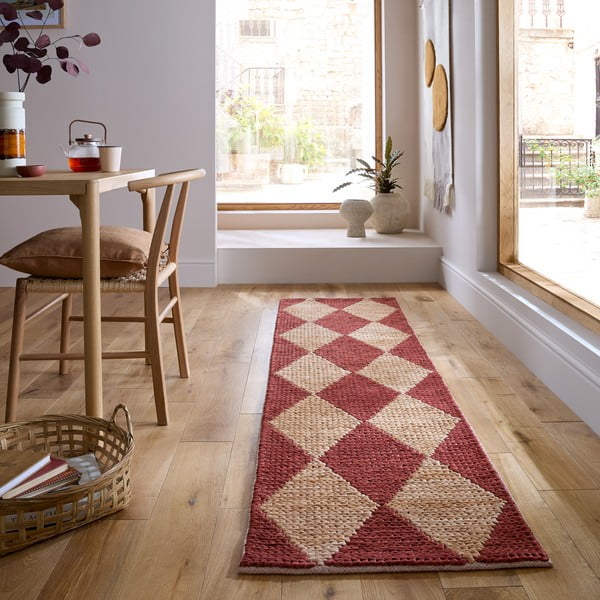 Passatoia color terracotta in misto iuta tessuta a mano 80x230 cm Effie Diamond – Flair Rugs-image-1