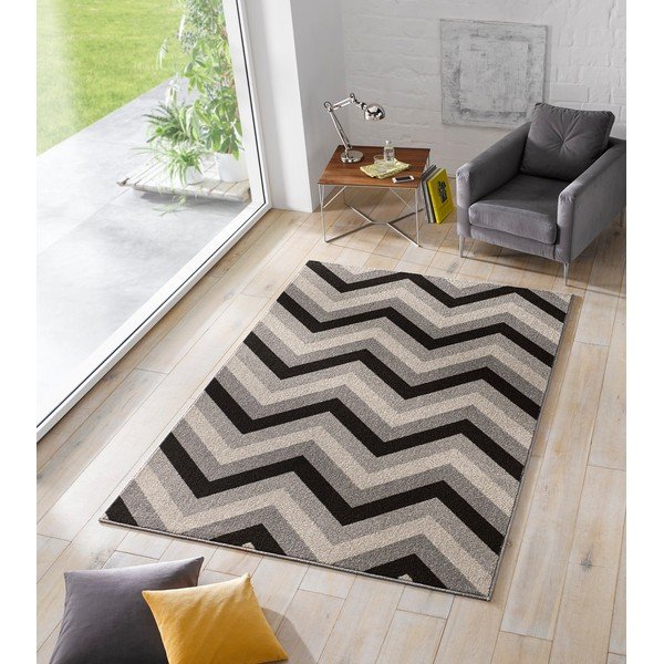 Černý koberec Chateau Chevron, 70x140 cm-image-1