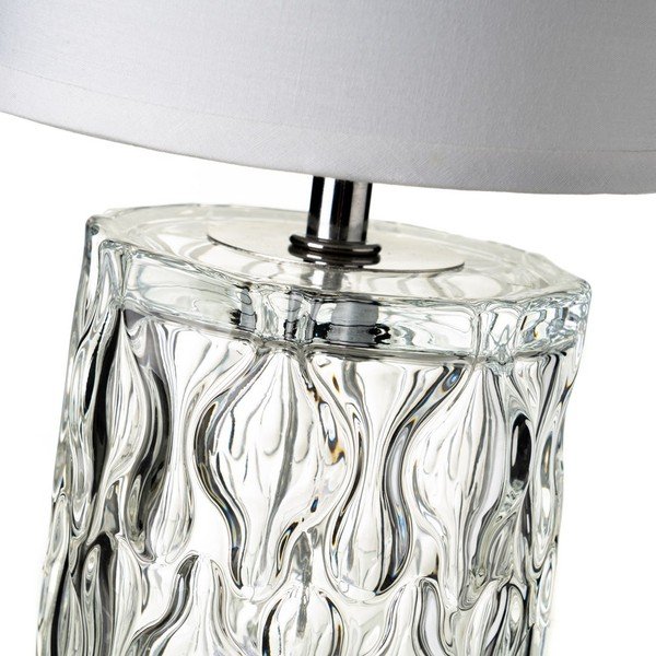Lampada da tavolo in vetro con paralume in tessuto (altezza 29 cm) - Casa Selección-image-3
