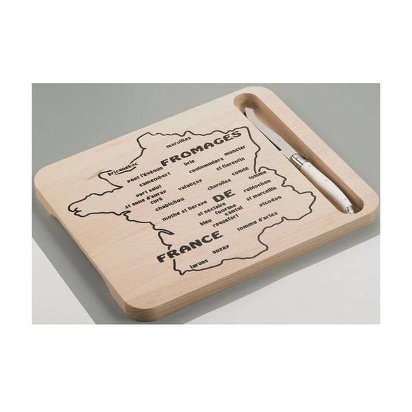 Set di taglieri in legno con mappa della Francia e coltello da formaggio - Jean Dubost