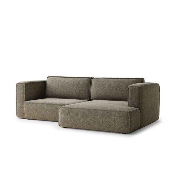 Divano angolare marrone allungabile/con contenitore (con penisola a destra/con chaise lounge) con rivestimento in ciniglia Velto – Maison de Rêve