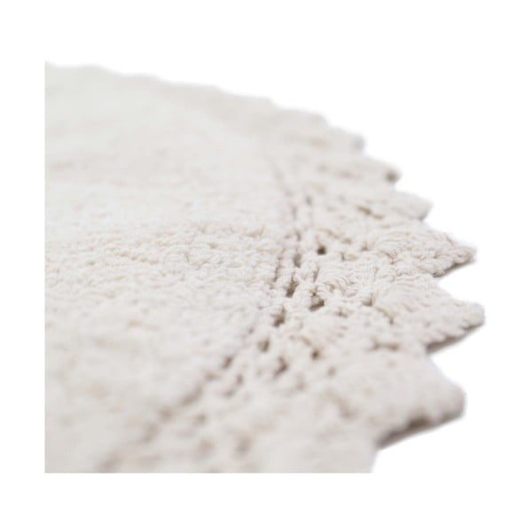 Tappeto in cotone bianco panna fatto a mano, ø 110 cm Perla - Nattiot-image-3