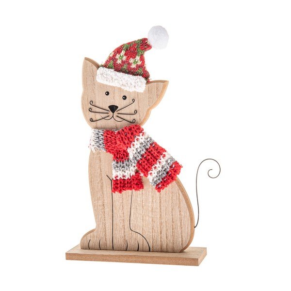 Statuetta natalizia in legno (altezza totale 29 cm) Cat – Dakls