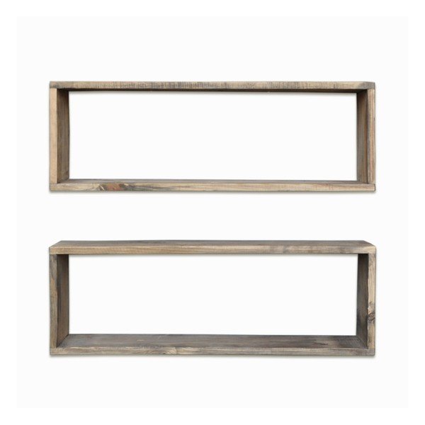 Set di 2 mensole in legno Rettangolo - Evila Originals-image-2