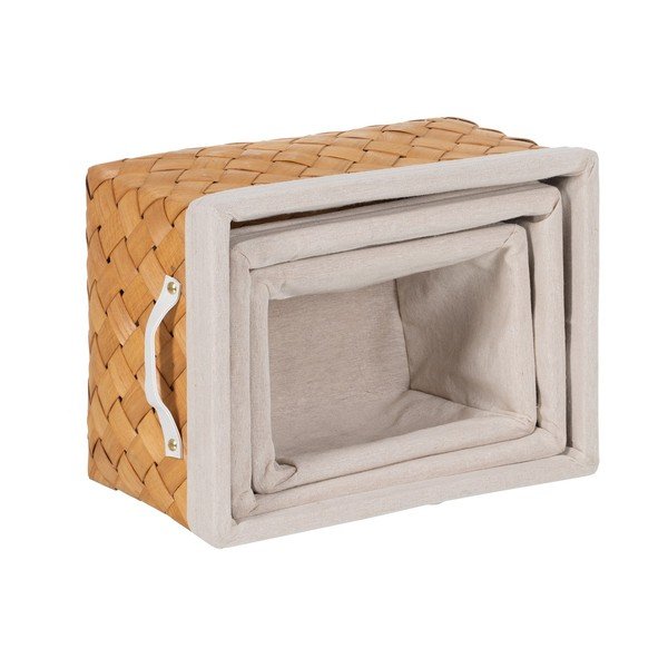 Set di 3 cesti in legno 39,5x30x24 cm - Ixia-image-2