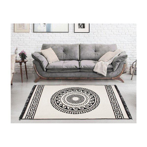 Tappeto bifacciale beige e nero Mandala, 120 x 180 cm - Cihan Bilisim Tekstil-image-4